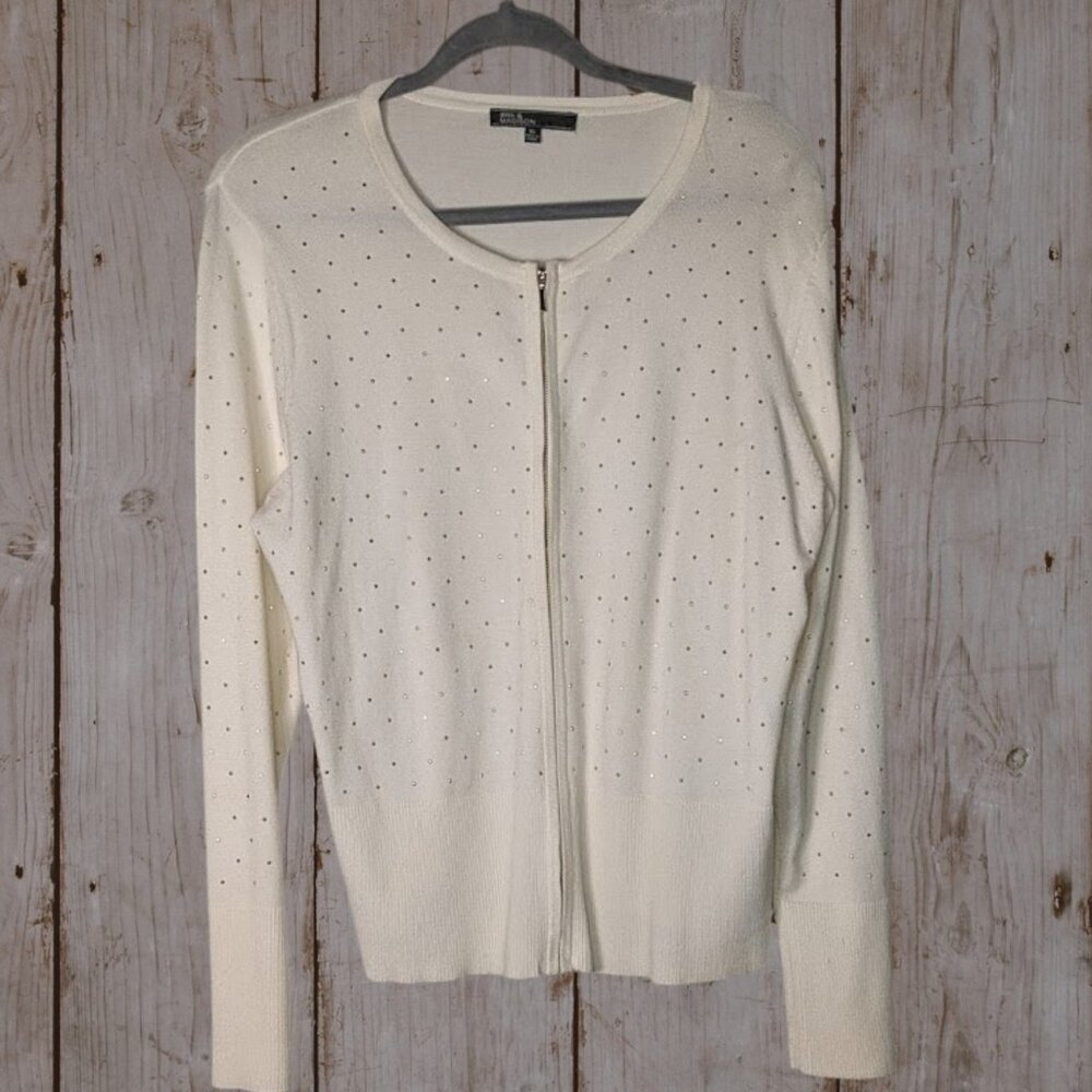 Sweater jacket White with gold studs 89th & Madison SizeXL